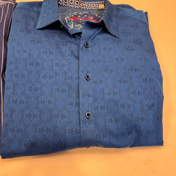 Robert Graham Blue/Black Geo-Design Cotton L/S w/Flip Cuffs Shirt 2XL - Picture 1 of 10
